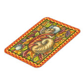 SQUIRREL SLAPING ONDER AUTUMN LEAVES, SEASONAL MAGNEET (Linkerzijde)