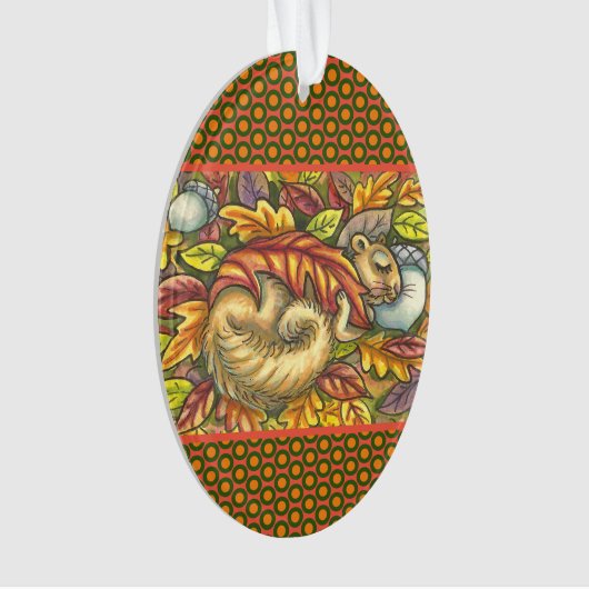 SQUIRREL SLAPING ONDER AUTUMN LEAVES, SEASONAL ORNAMENT (voorkant)