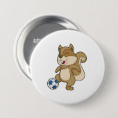 Squirrel Soccer player Soccer Ronde Button 7,6 Cm (Voorkant /achterkant)