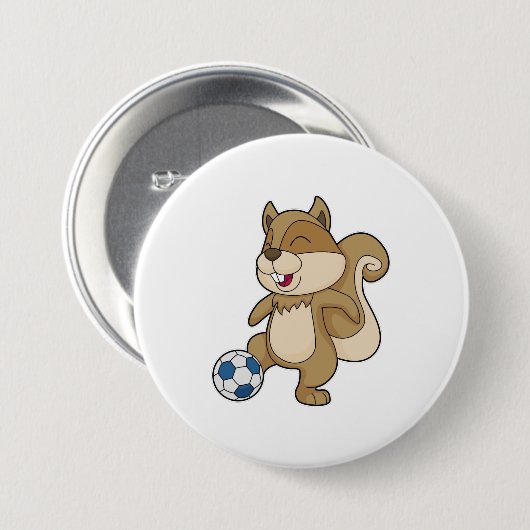 Squirrel Soccer player Soccer Ronde Button 7,6 Cm (Voorkant /achterkant)