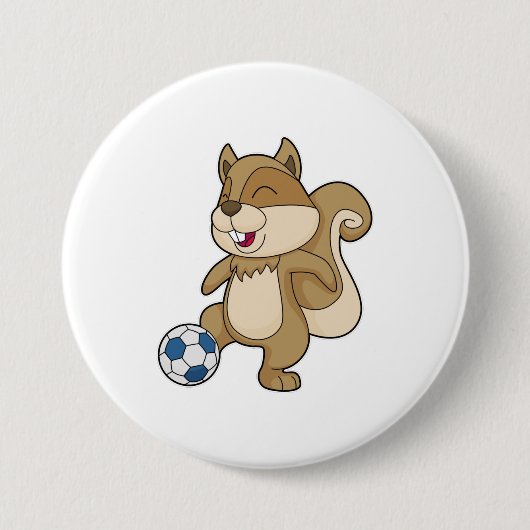 Squirrel Soccer player Soccer Ronde Button 7,6 Cm (Voorkant)