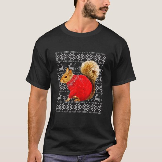 Squirrel Ugly Sweater Kerstmis Funny Squirrel Lov T-shirt (Voorkant)