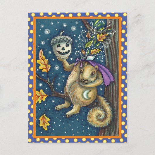 SQUIRREL VAN SLAAPHOLLOW & ACORN, FUNNY HALLOWEEN BRIEFKAART (Voorkant)