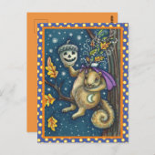 SQUIRREL VAN SLAAPHOLLOW & ACORN, FUNNY HALLOWEEN BRIEFKAART (Voorkant / Achterkant)