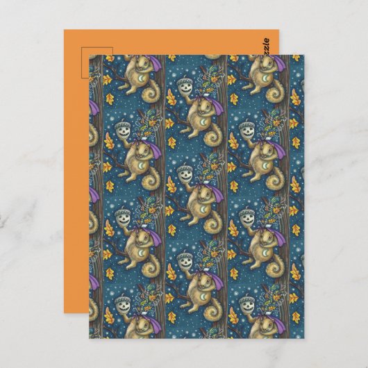 SQUIRREL VAN SLAAPHOLLOW & ACORN, FUNNY HALLOWEEN BRIEFKAART (Voorkant / Achterkant)