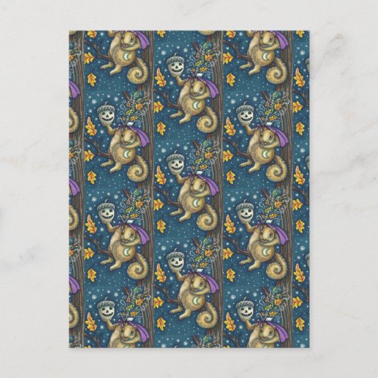 SQUIRREL VAN SLAAPHOLLOW & ACORN, FUNNY HALLOWEEN BRIEFKAART (Voorkant)