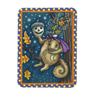 SQUIRREL VAN SLAAPHOLLOW & ACORN, FUNNY HALLOWEEN MAGNEET