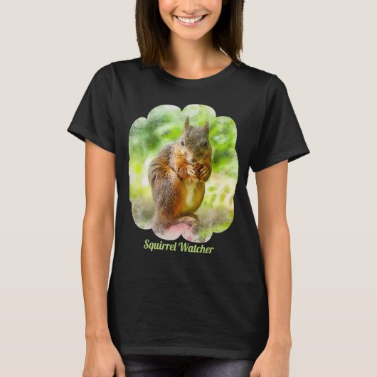 Squirrel Watcher Animal Painting Artwork T-shirt (Voorkant)
