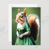 Squirrel Wearing Green Dress Briefkaart (Voorkant / Achterkant)