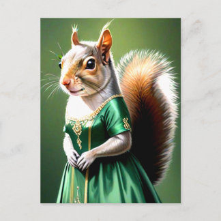 Squirrel Wearing Green Dress Briefkaart