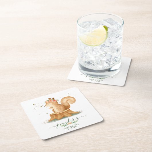 Squirrel wildlife baby newborn kartonnen onderzetters (Insitu)