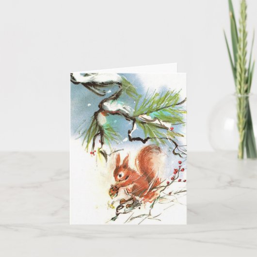 -Squirrel Winter Scene met kerstmis Kaart (Voorkant)
