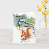 -Squirrel Winter Scene met kerstmis Kaart (Gele Bloem)