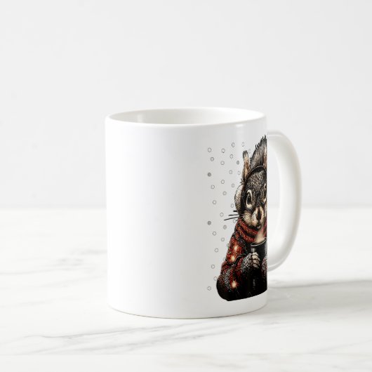Squirrel With Gles Christmas Lights Funny Coffee W Koffiemok (Voorkant rechts)