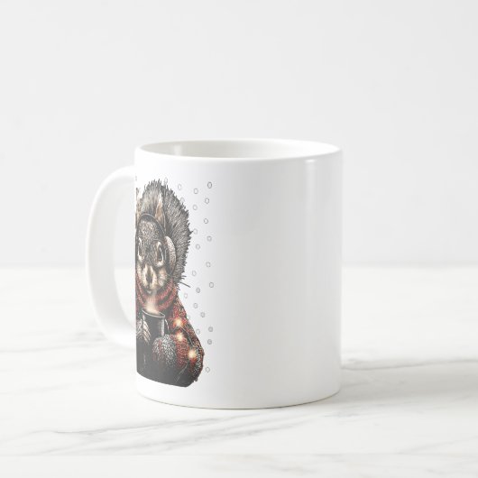Squirrel With Gles Christmas Lights Funny Coffee W Koffiemok (Voorkant links)