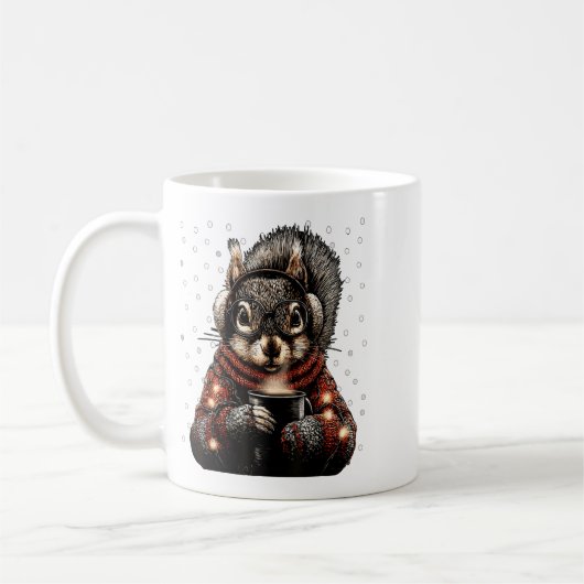 Squirrel With Gles Christmas Lights Funny Coffee W Koffiemok (Links)