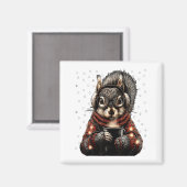 Squirrel With Gles Christmas Lights Funny Coffee W Magneet (Voorkant / Achterkant)