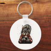 Squirrel With Gles Christmas Lights Funny Coffee W Sleutelhanger (Voorkant)