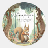 Squirrel Woodland Animal Baby shower Ronde Sticker (Voorkant)