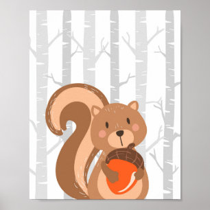 Squirrel Woodland Animal Nursery Wall Art Print