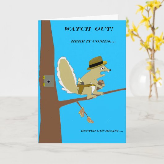 SQUIRRELLY -- De Kaart van de verjaardag (Gele Bloem)