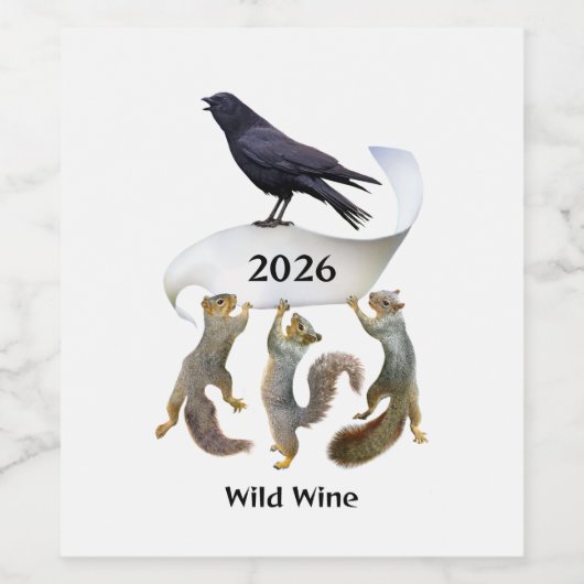 Squirrels and Crow Wine Labels Wijn Etiket (Enkel label)
