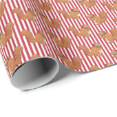 Squirrels and Holly Stripes Holiday  Cadeaupapier (Rol Hoek)