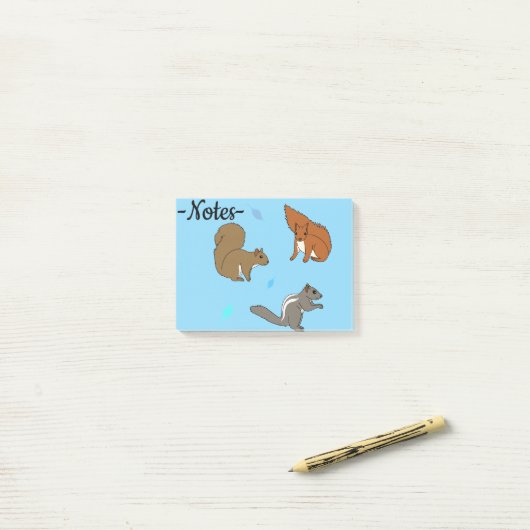 Squirrels Blue Post-it® Notes (Op bureau)