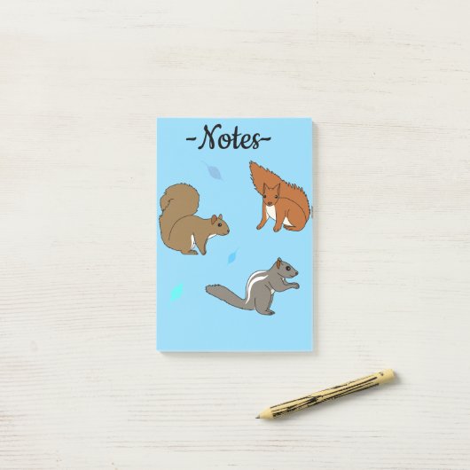 Squirrels Blue Post-it® Notes (Op bureau)
