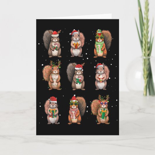 Squirrels Christmas Lights Decor Funny Squirrel Lo Kaart (Voorkant)
