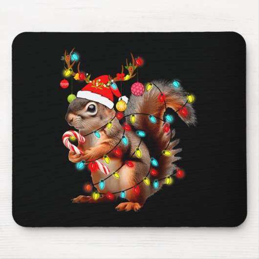 Squirrels Christmas Lights Funny Xmas Squirrel Lov Muismat (Voorkant)