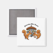 Squirrels Disco Funny Party  Magneet (Voorkant / Achterkant)