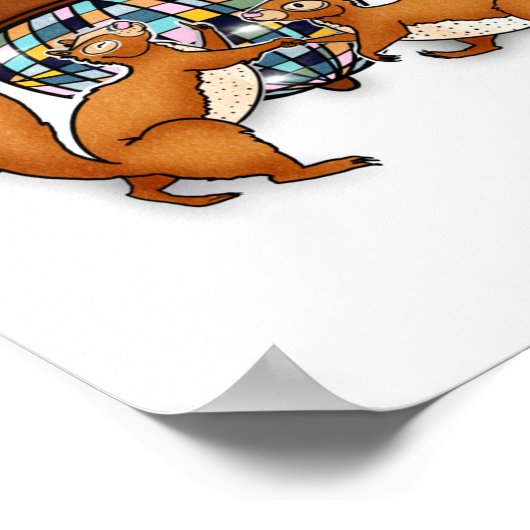 Squirrels Disco Funny Party  Poster (Hoek)