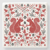 Squirrels in the Forest Art Stenen Onderzetter (Voorkant)