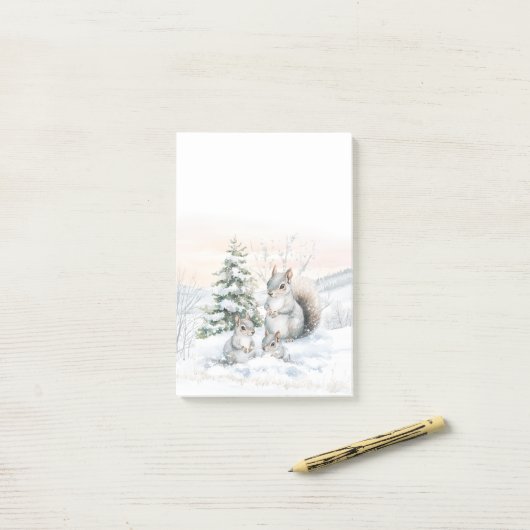 Squirrels in Winter Snow Post-It Notes (Op bureau)