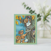 SQUIRRELS & OWL THANKSGIVING, HOMEMADE ACORN PIE FEESTDAGENKAART (Staand voorkant)