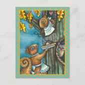 SQUIRRELS & OWL THANKSGIVING, HOMEMADE ACORN PIE FEESTDAGENKAART (Voorkant)