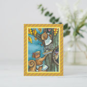 SQUIRRELS & OWL THANKSGIVING, HOMEMADE ACORN PIE FEESTDAGENKAART (Staand voorkant)