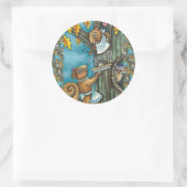 SQUIRRELS & OWL THANKSGIVING, HOMEMADE ACORN PIE RONDE STICKER (Tas)