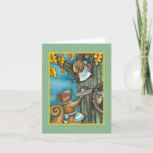 SQUIRRELS & OWL-THANKSGIVING, HOMEMADE PIE Blank Kaart (Voorkant)