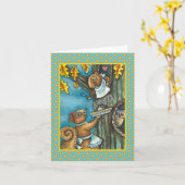 SQUIRRELS & OWL-THANKSGIVING, HOMEMADE PIE Blank Kaart (Gele Bloem)