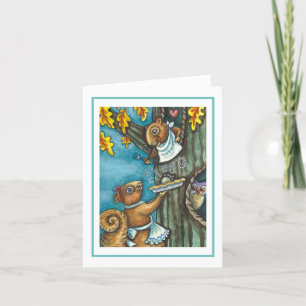 SQUIRRELS & OWL-THANKSGIVING, HOMEMADE PIE Blank Kaart