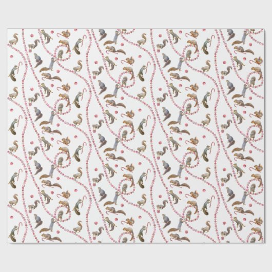 Squirrels Peppermint Wrapping Paper Cadeaupapier (Vlak)
