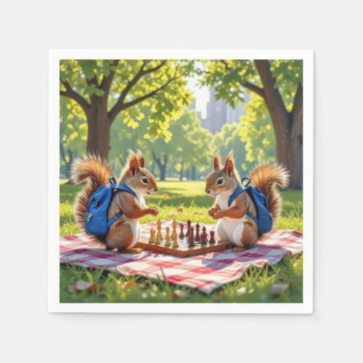 Squirrels Playing Chess In a City Park Servet (Voorkant)