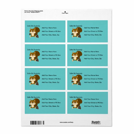 Squirrely Etiket (Full Sheet)