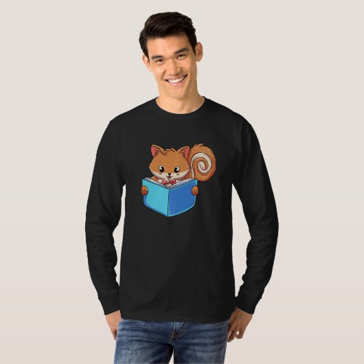Squirrle Reading Book Reader T-shirt (Voorkant volledig)