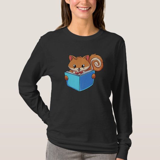 Squirrle Reading Book Reader T-shirt (Voorkant)