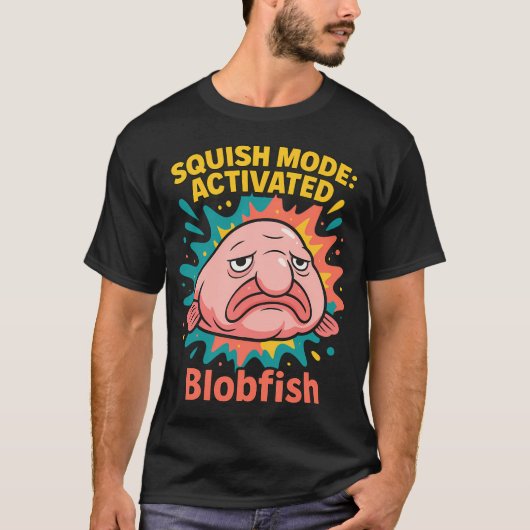 Squish Mode Geactiveerd – Mooie Blobvis Cartoon T-shirt (Voorkant)