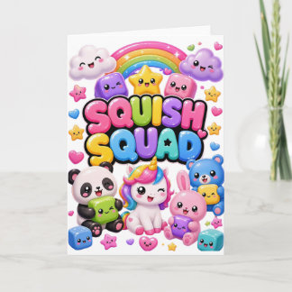 Squish Squad Glitterende Regenboog Panda Eenhoorn Kaart