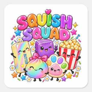 Squish Squad Virale Squishies Popcorn Boter Dumpli Vierkante Sticker